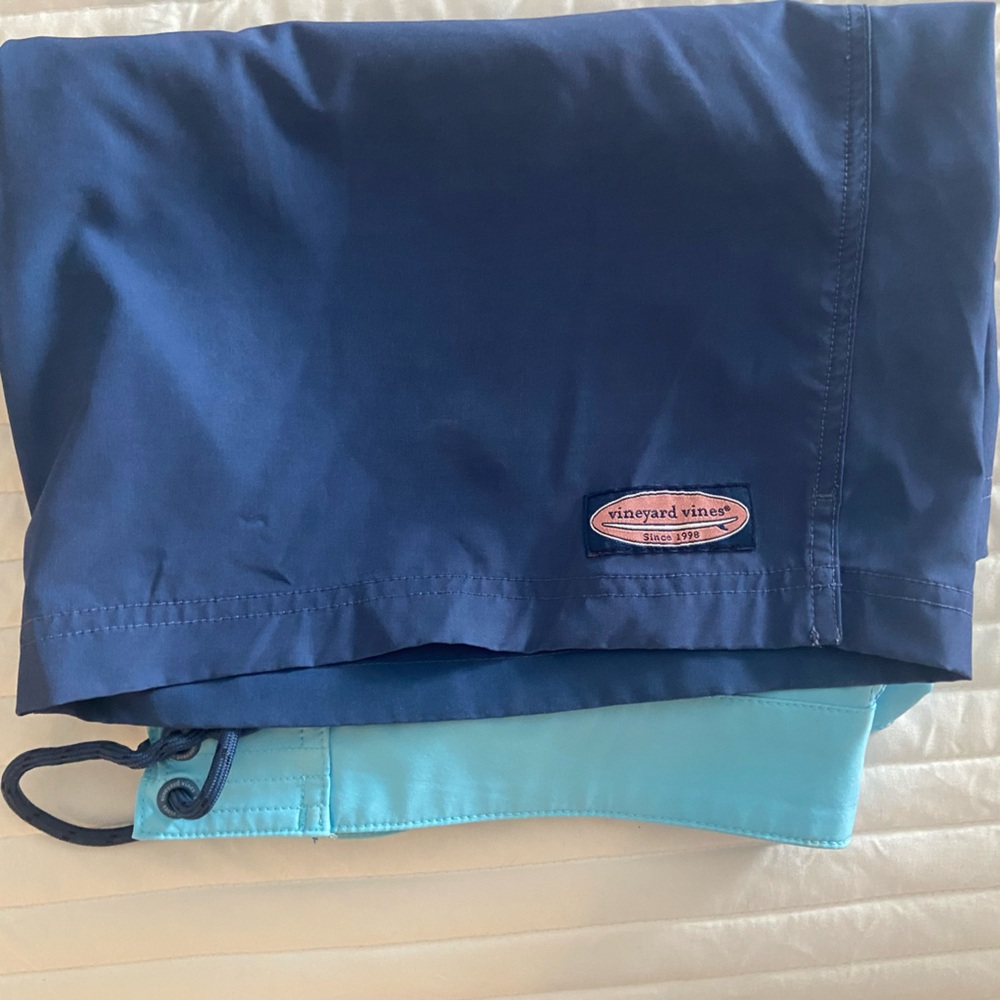 Vineyard Vines Navy and Aqua Swim Shorts like new